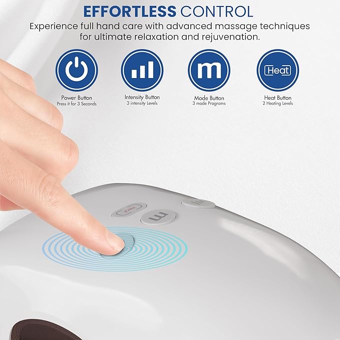 Sealy Premium Cordless Hand Massager with Heat and Compression – Electric Hand Massager for Arthritis Carpal Tunnel and Finger Pain Relief – Rechargeable Portable and Adjustable Intensity Levels