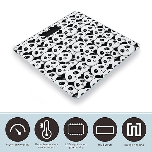Smart Scale for Body Weight Automatic Switch Digital Bathroom Weighing Scale Cute Panda Black and White