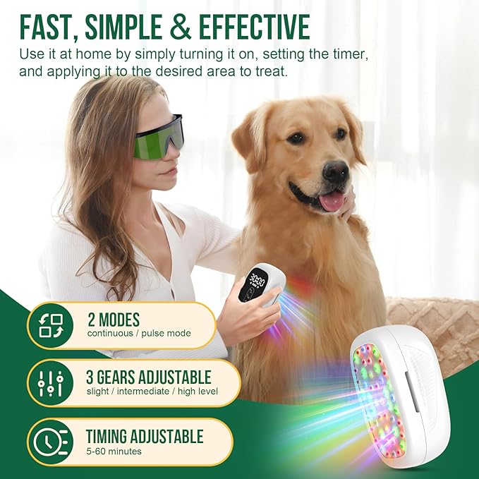 iKeener Cold Laser Therapy Device for Vet Portable 5 in 1 Red Light Therapy Device with 2 Therapy Modules for Dogs and Cats Muscle &amp Joint Pain Relief 2 Mode &amp Timer Adjustable