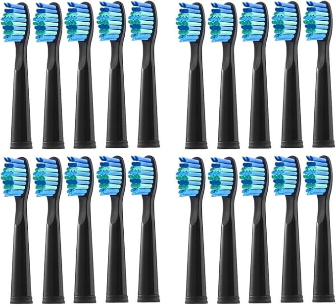 Replacement Electric Toothbrush Head Compatible for Fairywill Refills FW-D1/FW-D3/FW-D7(20 PCS BK)