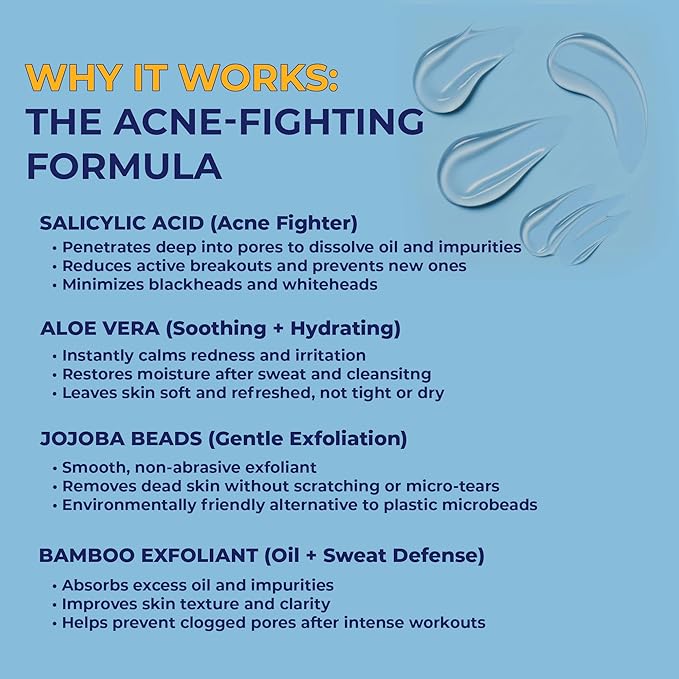 Acnestar Antibacterial Acne Body Wash with Salicylic Acid - Treats Back Chest Shoulder &amp Butt Breakouts Fights Clogged Pores &amp Cystic Acne Antifungal Body Wash - for Men &amp Women