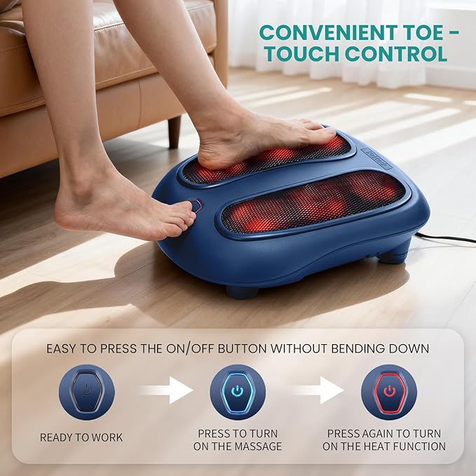 Nekteck Foot Massager with Heat Shiatsu Foot Massager for Neuropathy Plantar Fasciitis Electric Heated Foot Massage Machine for Pain Relief and Circulation Gifts for Man Woman Her Him Birthday