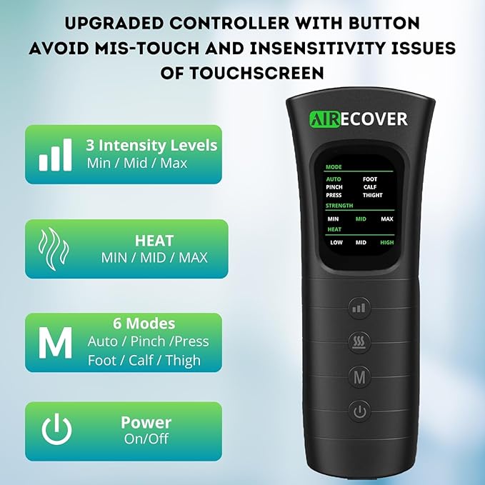 Leg Compression Massager with Heat for Circulation and Pain Relief 3-in-1 Foot Calf &amp Thigh Recovery System Compression Boots for Lymphedema Swollen Legs &amp Edema