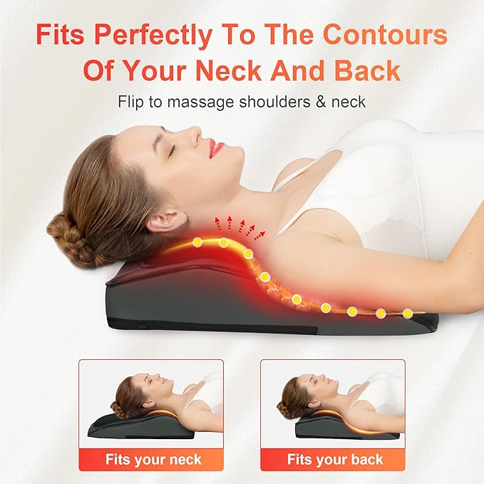 COMFIER Back Massager with Heat Deep Tissue Shiatsu Neck and Back Massager Chair Use Massager Pillow with Adjustable Flap