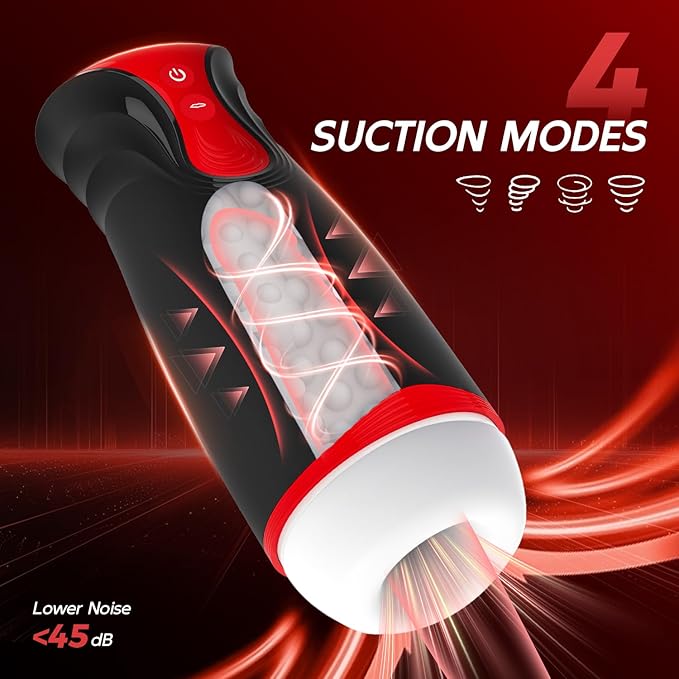 Male Masterburbatar Hands Free with 10 Vibration Sucking Massagers Modes Automatic Male Mastusbafor Tight Sleeve Hoodies Pocket Puzzy Silicone Electric Massager Machine PWO1103 (red)