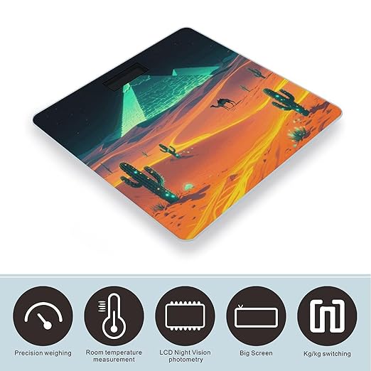 Shining Desert Weight Scale Cute Bathroom Scale for Body Highly Accurate Digital Weighing Machine for People Compact LCD Display Scales with Sturdy Toughened Glass Scales