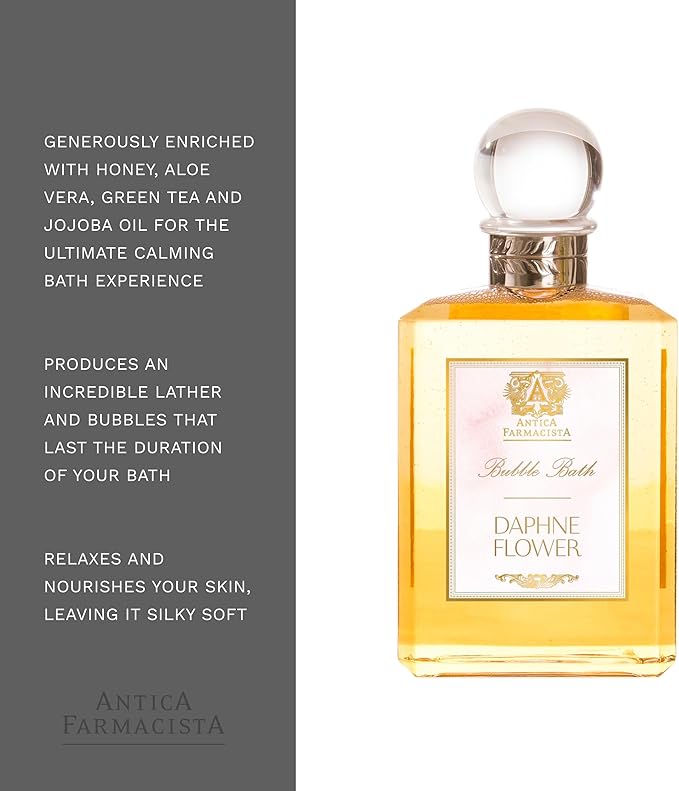 Antica Farmacista Bubble Bath - Relaxing Foam Bath with Honey Jojoba Oil &amp Aloe Vera - Luxury Gift for Any Occasion - Daphne Flower 16 fl oz