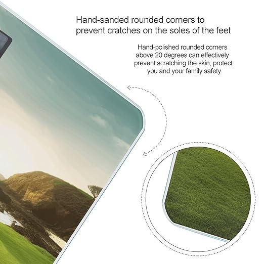 Beach Golf Course Scale for Body Weight Anti-Slip Tempered Glass Digital Bathroom Scales Clear LCD Display Weighing Scale Safe Rounded Corners Smart Scales