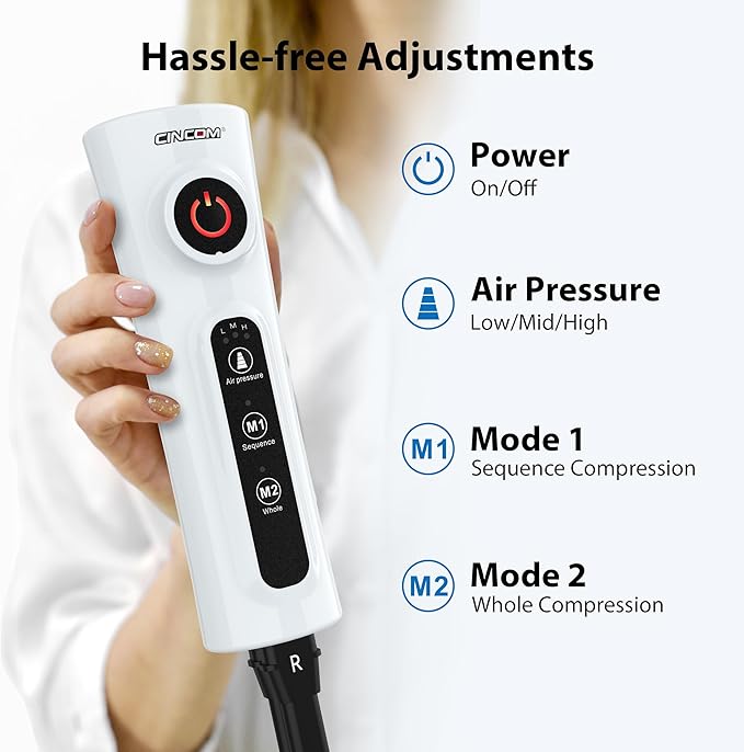 CINCOM Leg Massager for Circulation and Pain Relief Air Compression Calf Foot Leg Massagers with Handheld Controller Legs Circulation Machine