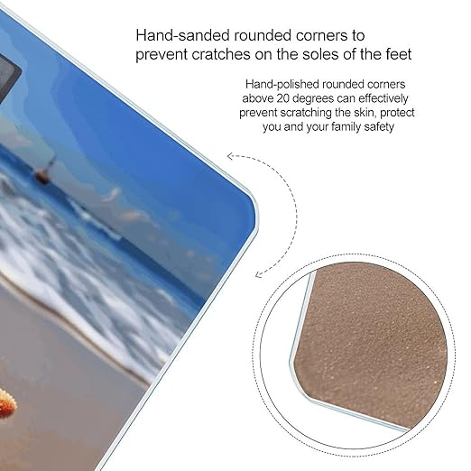 Starfish on The Beach Digital Bathroom Scale for Body Weight Weighing Scale with Backlit LCD Display High Precision Measurements &amp Measures Weight Up to 180kg