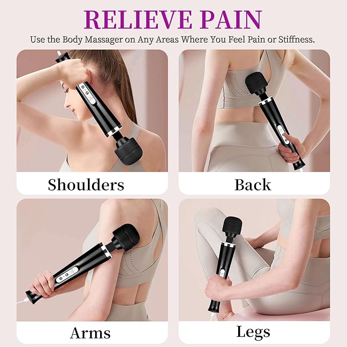 Wired Wand Massager for Women 10-Speed Electric Handheld Deep Tissue Massager Powerful Plug-in Full Body Muscle Recovery Tool for Neck Back Shoulder &amp Foot Relief (Black)