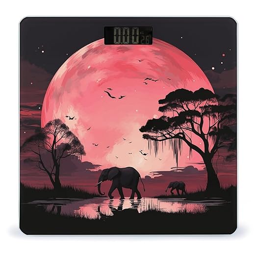 Pink Moon ElephantScale for Body Weight with LCD High Precision Weighing Scales Fashion Sturdy Tempered Glass Weight Scales Easy-to-Read Digital Bathroom Scale for Daily 400lb