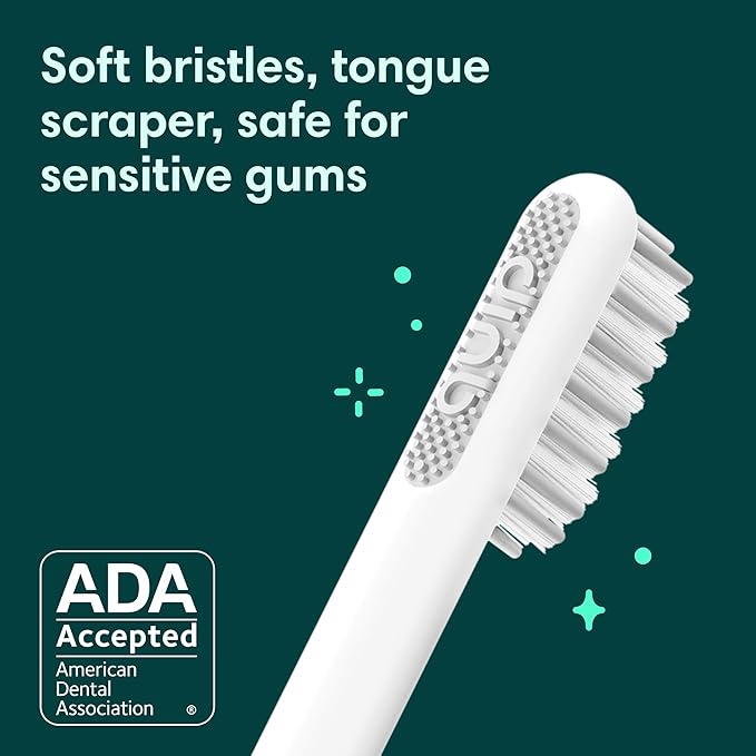 Quip Sonic Electric Toothbrush for Adults - Time Travel &amp Soft Bristles with Travel Case &amp Replacement Brush Head - 3 Month Battery Life Plastic Handle - Blue