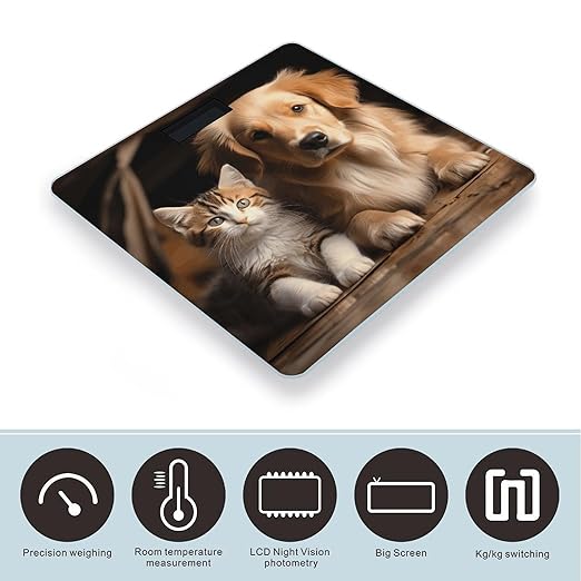 Dog and Cat Digital Bathroom Scale for Body Weight Weighing Scale with Backlit LCD Display High Precision Measurements &amp Measures Weight Up to 180kg