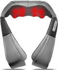 Grey Shiatsu Neck and Back Massager with Heat Electric Deep Tissue Kneading Neck and Shoulder Massage Best Gifts for Women Men Mom Dad Mothers Fathers Day Birthday Gift (NOT Cordless)