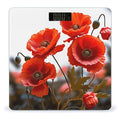 Poppy Flowers Vivid Petals Weight Scale Large Bathroom Scales Digital Weight with Bright LED Display Non Slip Automatic Weighing Scale Fashion Weighing Machine for Body