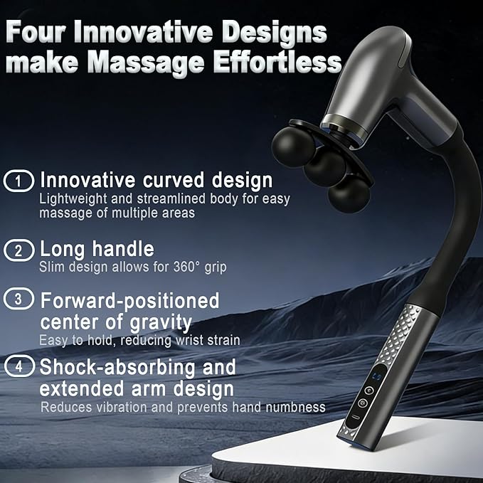 Massage Gun with Upgraded Extension Handle Massage Gun Deep Tissue - Back Massager for Pain Relief Deep Tissue Muscles/Neck/Shoulders/Waist/Legs Massager 5 Replaceable Heads &amp 9 Speed Levels