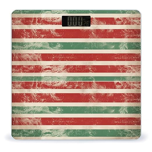Red and Green Stripes Scale for Body Weight Accurate Digital Bathroom Scale Toughened Glass High Precision Scales Smart Weight Scales with Large LCD Backlight Display Weighing Machine