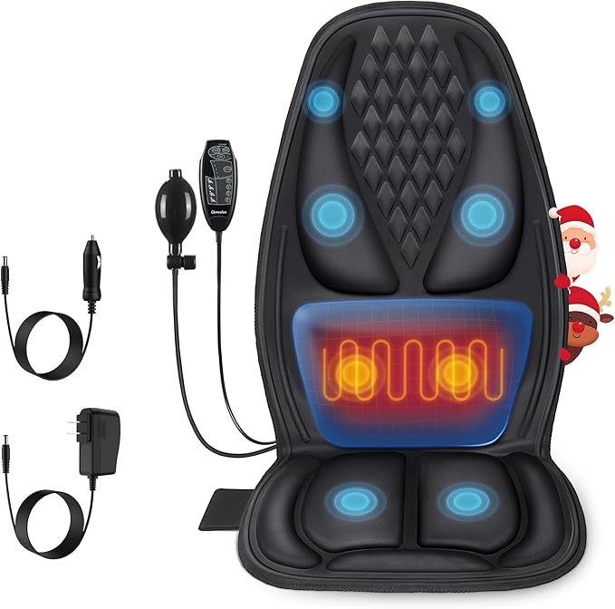 Back Massager with Heat Massage Seat Cushion with 3D Back Support 8 Vibrating Motors Massager Chair Pad for Full Body Pain Relief Ideal Gift for Valentine's Day/Lover/Parents/Friends