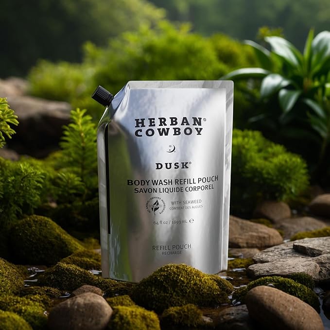 Herban Cowboy Body Wash Rich Cologne Scent Enhanced with Plant-Powered Ingredients Vegan Body Wash (Dusk 64 Ounce Full Refill Pouch)