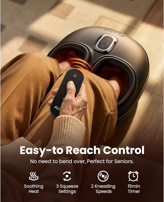 Shiatsu Foot Massager with Heat FSA-HSA Eligible Deep Kneading &amp Compression Feet Massager for Plantar Fasciitis Neuropathy Pain Relief Targets Heel Arch &amp Toes - Fits Up to Men Size 13