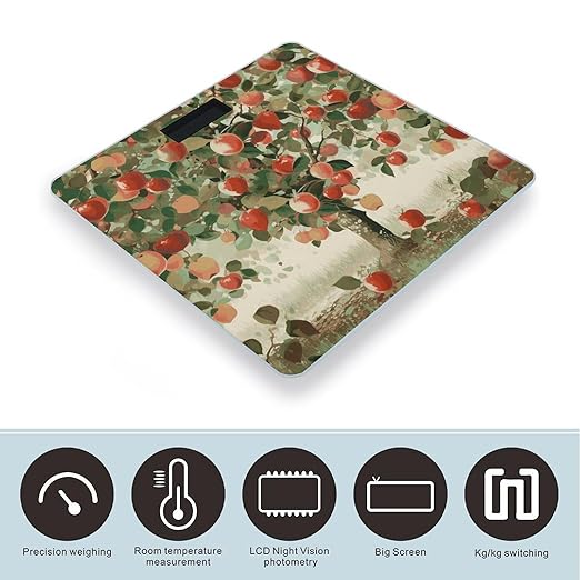 Fruit Under The Tree Scale for Body Weight Sturdy Tempered Glass Weighing Scales with LCD Display Accurate Digital Bathroom Scale Convenient Body Fat Smart Scales 400lb