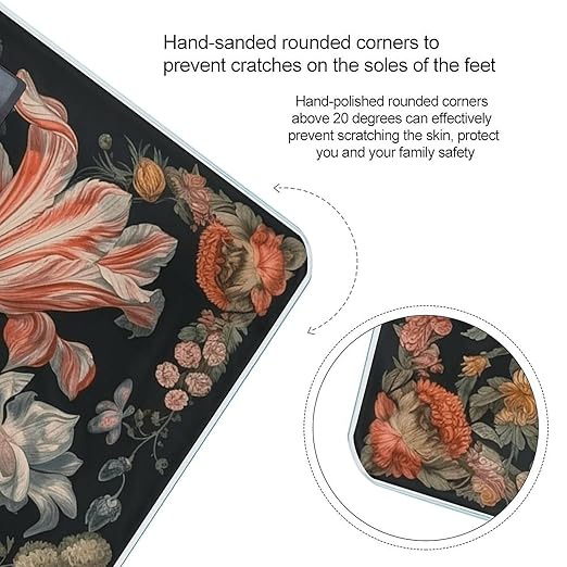 Orange Flower Pattern Scale for Body Weight Accurate Digital Bathroom Scale Toughened Glass High Precision Scales Smart Weight Scales with Large LCD Backlight Display Weighing Machine