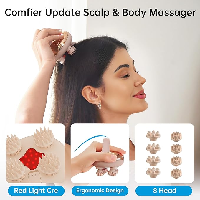 COMFIER Cordless Scalp Massager with 3 kneading Modes GiftsWaterproof Head Massage with 8 Claws for Deep CleansingHead ScratcherBody MassagerCat Massage