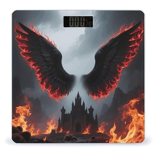 Gothic Angel Wings Weight Scale Cute Bathroom Scale for Body Highly Accurate Digital Weighing Machine for People Compact LCD Display Scales with Sturdy Toughened Glass Scales