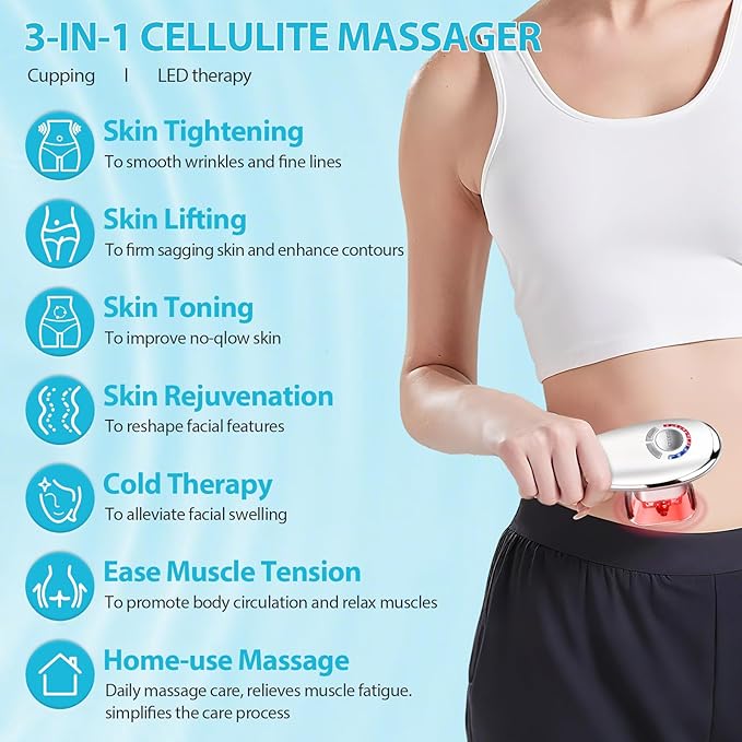 Body Sculpting Machine 3-in-1 Electric Cellulite Massager Electric Cupping Therapy Massagerfor Belly Waist Arms Leg Home ToolEffectively Tightens the Skin