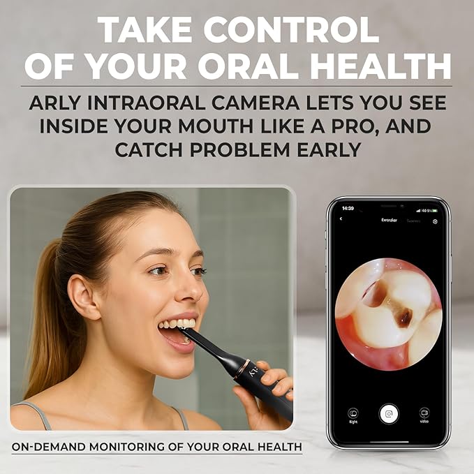 Arly Cam-Brush 1 - Wireless Intraoral Camera &amp Sonic Electric Toothbrush for Adults - Black
