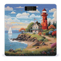Coastal Lighthouse Bathroom Scale Rounded Smart Scale for Body Weight Automatic Power On/Off Weight Scales Accurate Bathroom Digital Scales for Pet Home Bedroom Kitchen