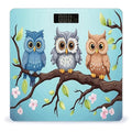 Owls on A BranchScale for Body Weight with LCD High Precision Weighing Scales Fashion Sturdy Tempered Glass Weight Scales Easy-to-Read Digital Bathroom Scale for Daily 400lb