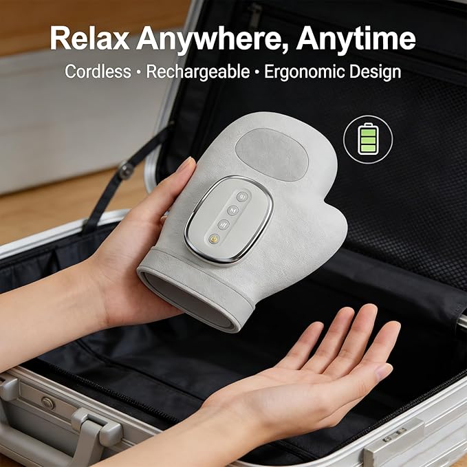 Cordless Electric Hand Massager with Heat - 6 Levels Compression &amp Heating for Arthritis Carpal Tunnel and Finger Pain Relief - Ideal Relaxation Wellness Gifts for Women Men Mom (2 PCS)