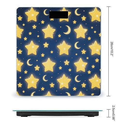 Star - Moon Print Weight Scale Large Digital Bathroom Scales with Bright LED Display Non Slip Digital Scale and Step On Fashion Weighing Machine for Body