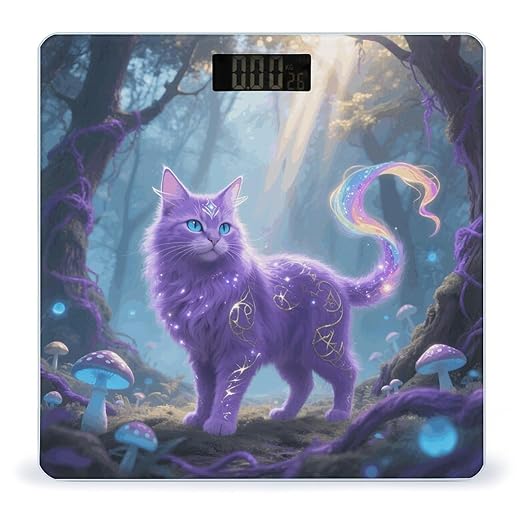 Fantasy Cat Scale for Body Weight Sturdy Tempered Glass Weighing Scales with LCD Display Accurate Digital Bathroom Scale Convenient Body Fat Smart Scales Easy Read