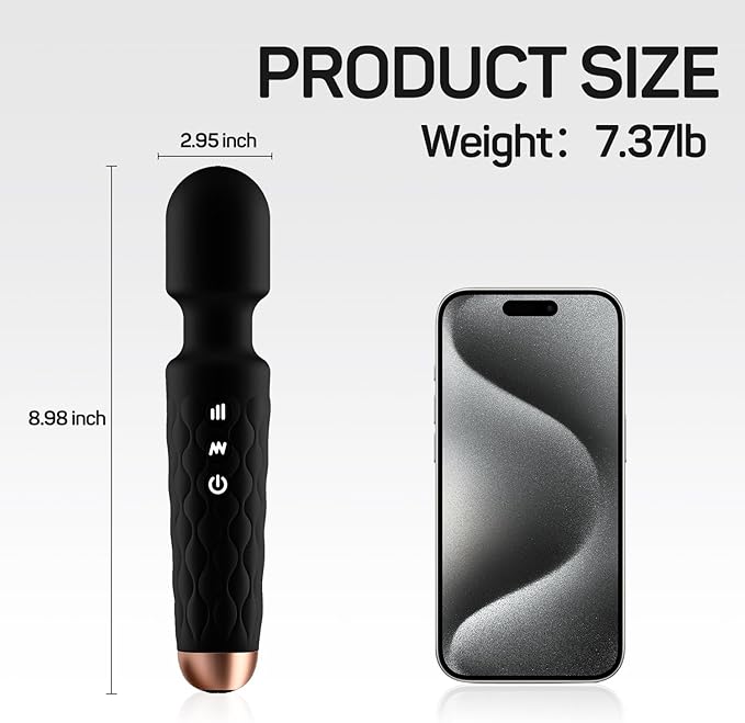 Personal Massager - 4H Max Runtime &amp Ultra-Quiet - Waterproof - 20 Modes 8 Speeds for Deep Tissue Back Massage Post-Workout Recovery and Neck Muscle Relaxation（Black）