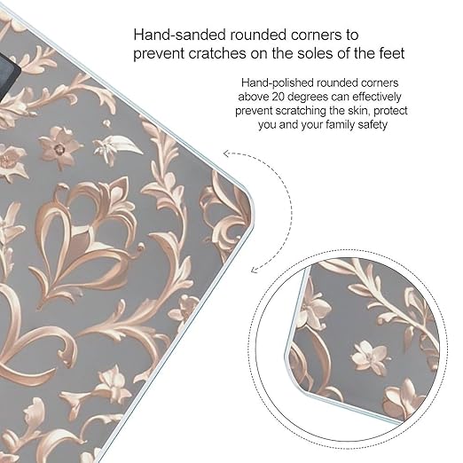 Rose Gold Wallpaper Smart Scale for Body Weight Accurate Bathroom Scale with LED Display Digital Weight Scales Weighing Machine High Precision Scales for Bath Home