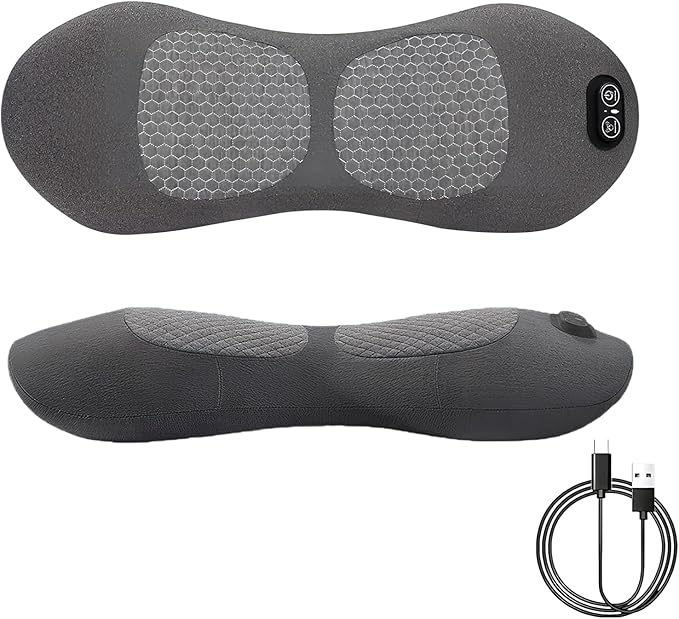 Smooth Spine Triple Fusion Back Massager 3-in-1 Electric Lumbar Support Pillow Heat Vibration Massage Lower Back Spine Decompression Device with Traction for Neck and Shoulder and Backs (Dark Gray)
