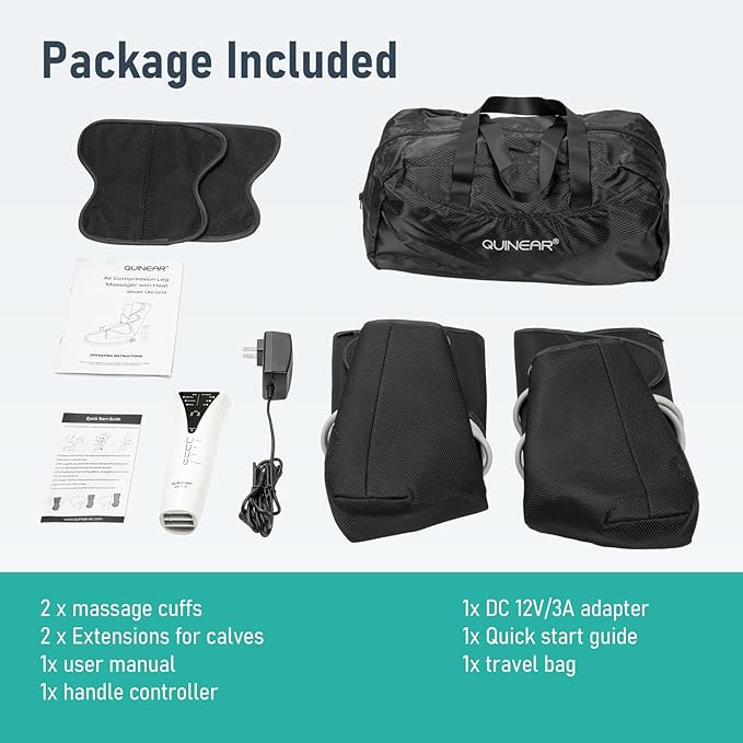 QUINEAR Leg Massager with Heat Compression Device for Legs Heated Compression Boots Foot Calf Massage Machine Foot and Leg Pumps Massager for Circulation and Pain Relief