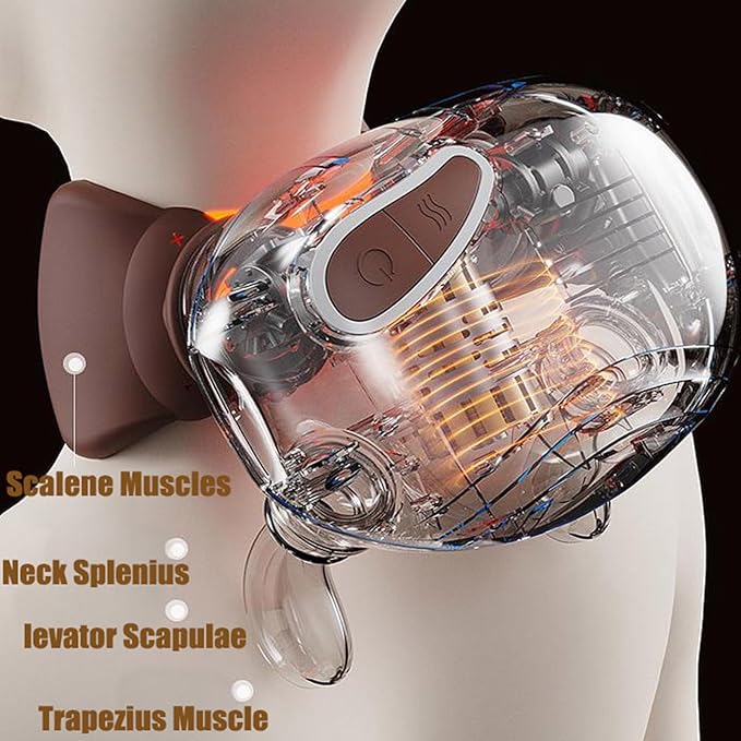 Heated Neck Massager Wireless Portable Shiatsu Neck and Back Massager 4D Kneading Massage Simulated Human Hand Design for Muscle Relax Gifts to Men Women