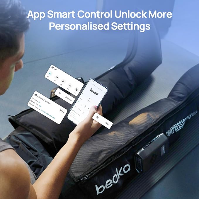 beoka Leg Massager for Circulation and Pain Relief Cordless Air Compression Boots with 5 Modes 15 Intensities for Athletes Runners and Travelers Leg Recovery System-L