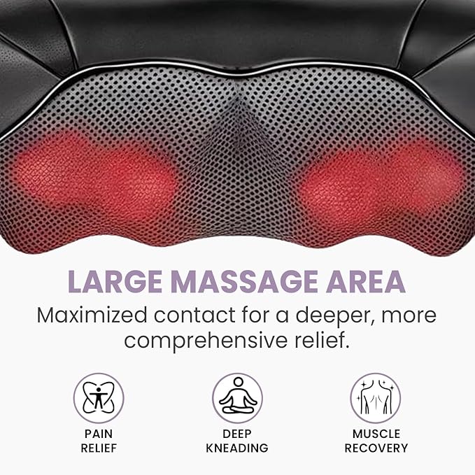 4D Shiatsu Neck and Shoulder Massager with Heat Deep Tissue Back and Neck Massager for Pain Relief Eco-Friendly Portable Massage Pillow for Home Office Car Relaxing Gift for Men and Women