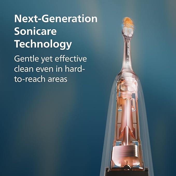 Philips Sonicare 7300 Series Electric Toothbrush - Next-Generation Sonicare Technology Pressure Sensor 12 Brushing Settings SmarTimer 21-Day Runtime Travel Case Light Pink HX7422/04
