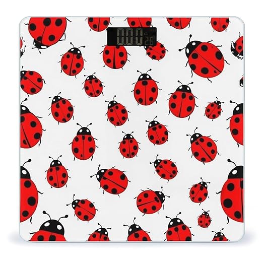 Digital Bathroom Weighing Scale Energy Saving Scale Smart Scale for Body Weight Ladybug Red Black Dots White
