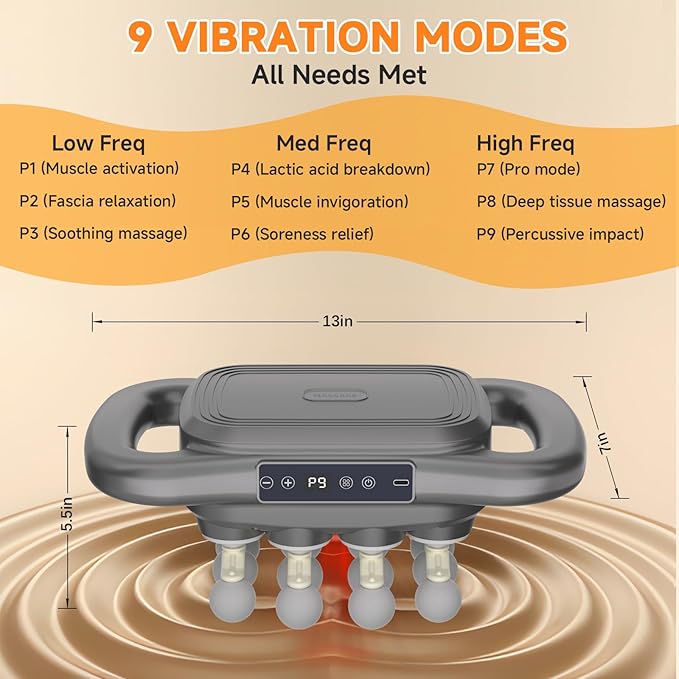 Karrong 16 Head Massage Gun Deep Tissue Electric Back Massager Tool Cordless Neck/Shoulder/Leg/Foot/Arm/Body Massager for Pain Relief 9 Levels &amp 9 Modes Gifts for Men/Women/Mom/Dad