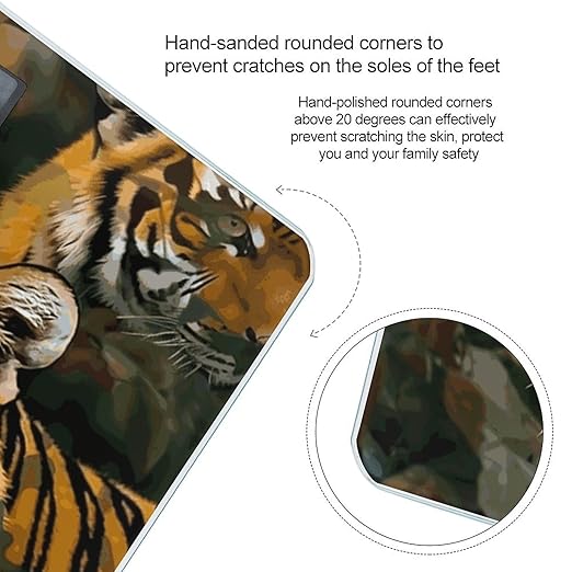Camouflage Tiger Digital Bathroom Scale for Body Weight with High Precision Digital Weighing Scale with BMI Clear LCD Display and Step-On Measures Weight Up to 180kg