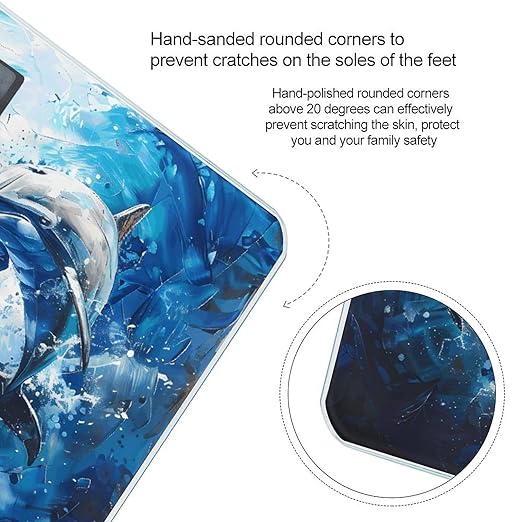 Dolphins Art Digital Bathroom Scale for Body Weight Weighing Scale with Backlit LCD Display High Precision Measurements &amp Measures Weight Up to 180kg