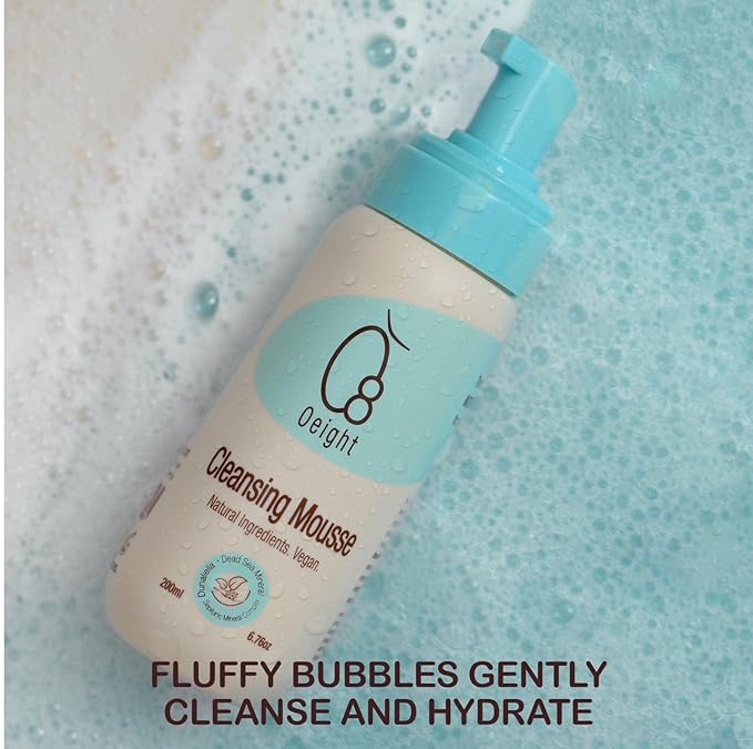 Cleansing Mousse: Natural Baby Body Wash Foam with Dunaliella Salina Dead Sea Minerals Soothes Softens Energizes Protects Skin 6.76 Oz