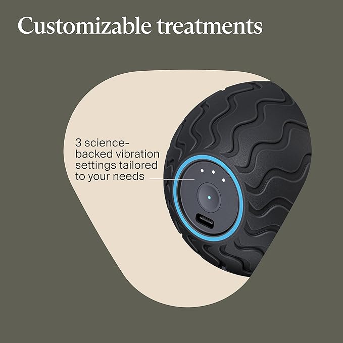 Therabody WaveSolo - Handheld Bluetooth Enabled Massage Device Ultra Portable Vibration Therapy Ball w/QuietRoll Technology &amp 3 Customizable Vibration Frequencies